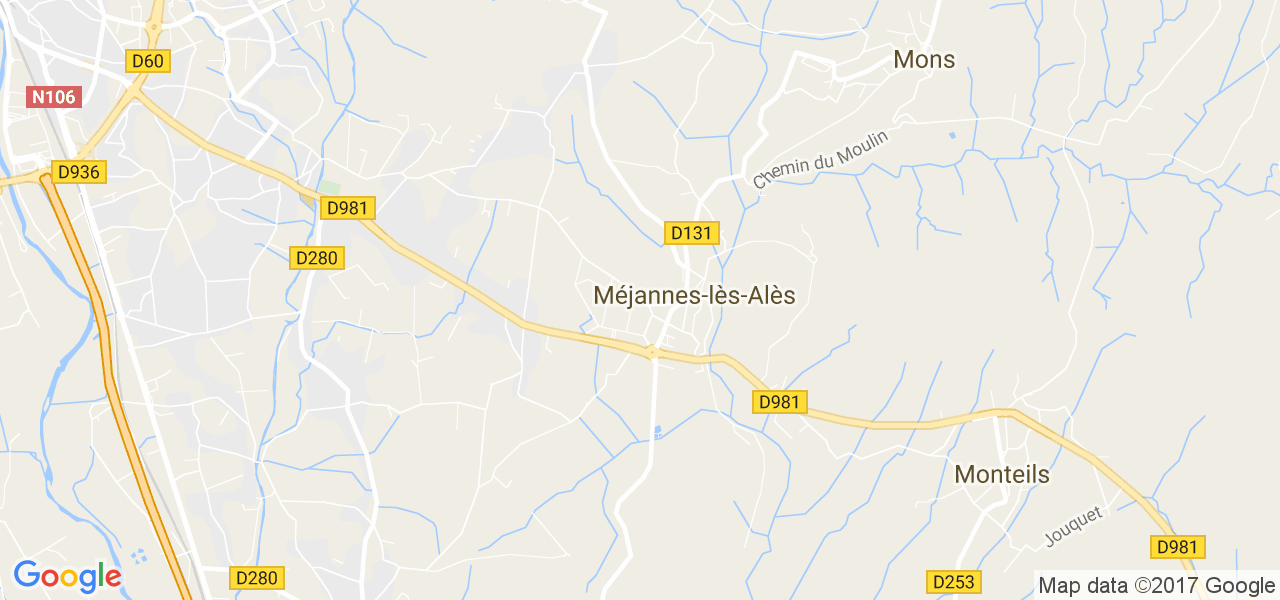 map de la ville de Méjannes-lès-Alès