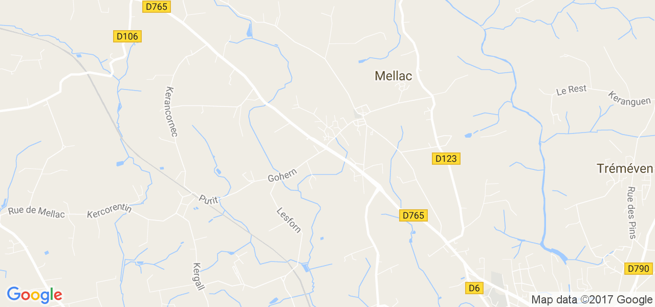 map de la ville de Mellac