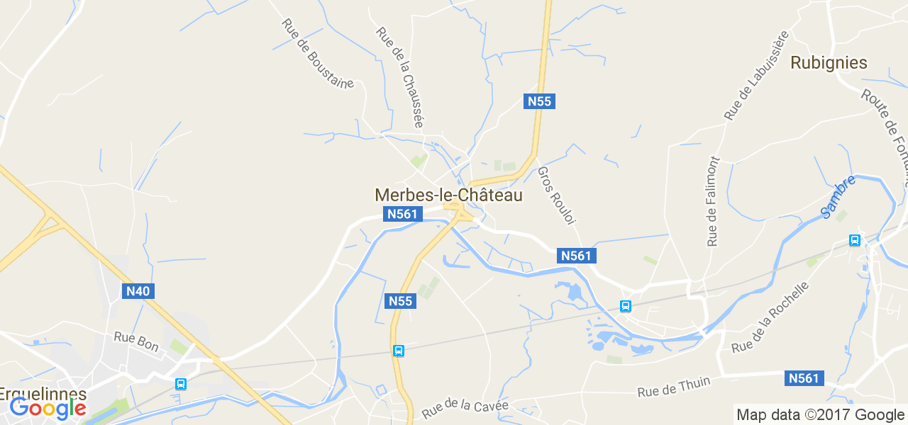 map de la ville de Merbes-Le-Château