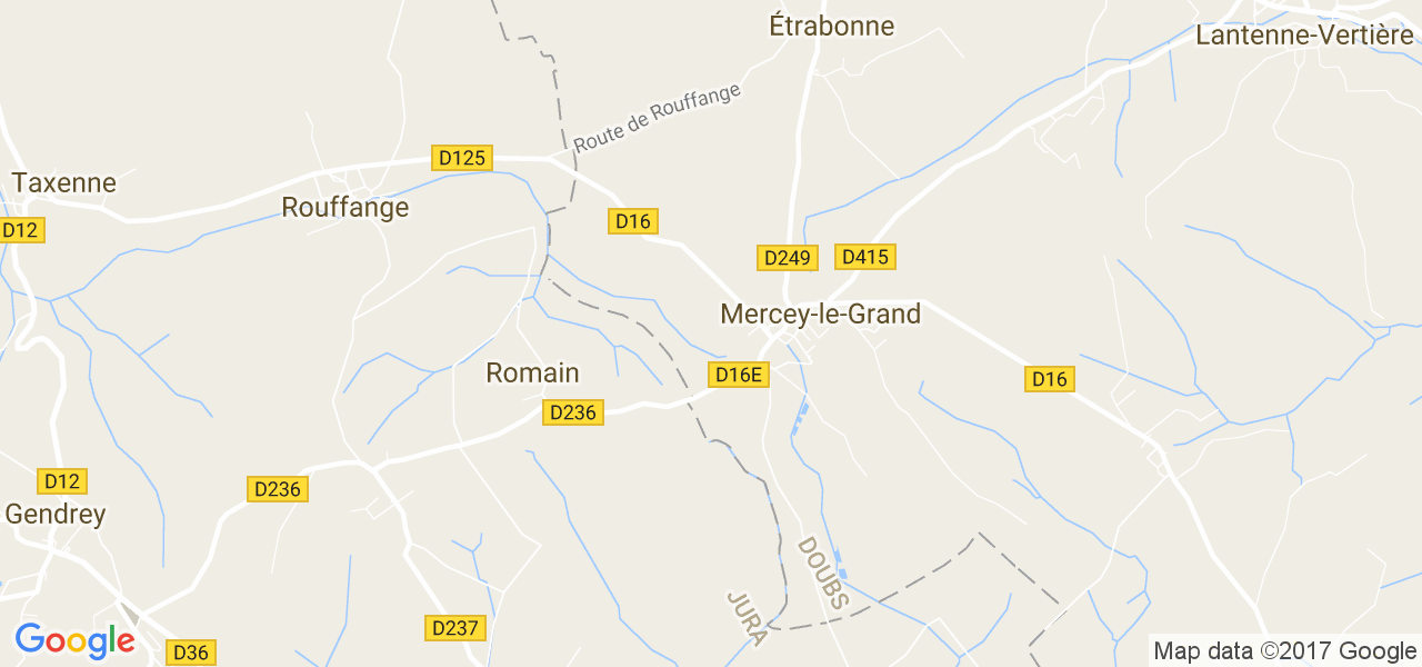 map de la ville de Mercey-le-Grand