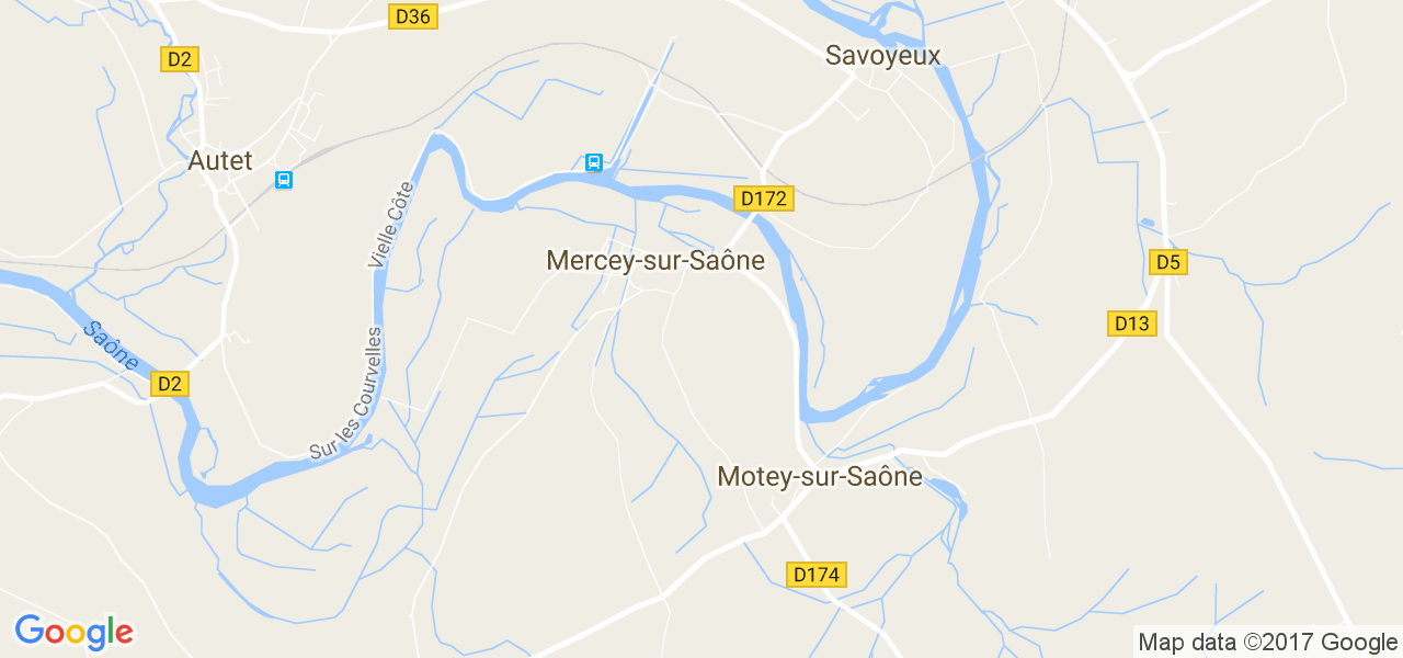 map de la ville de Mercey-sur-Saône