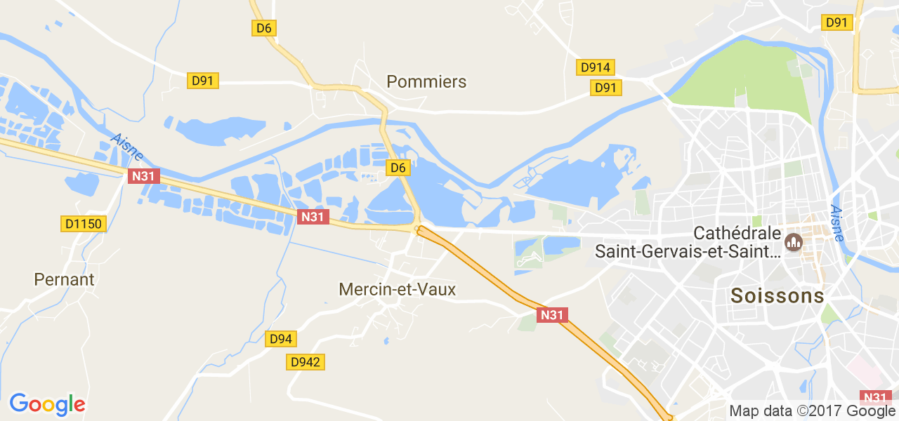 map de la ville de Mercin-et-Vaux