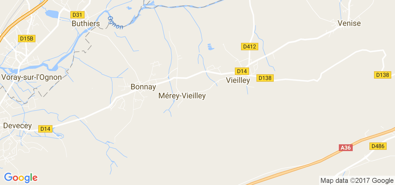 map de la ville de Mérey-Vieilley