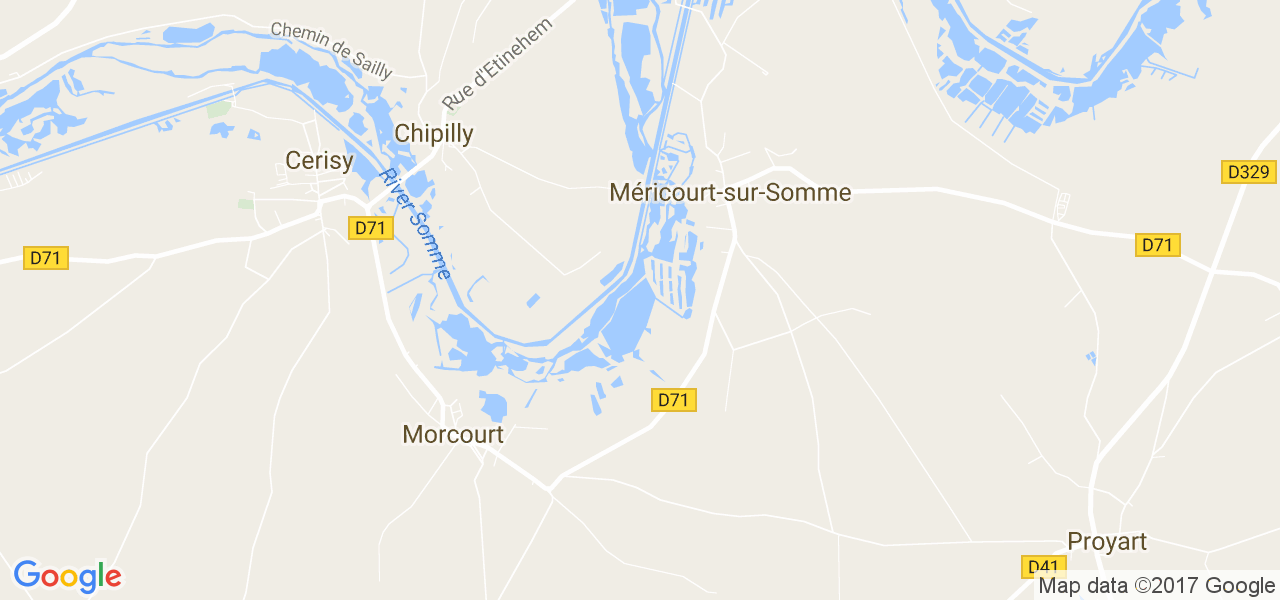 map de la ville de Méricourt-sur-Somme