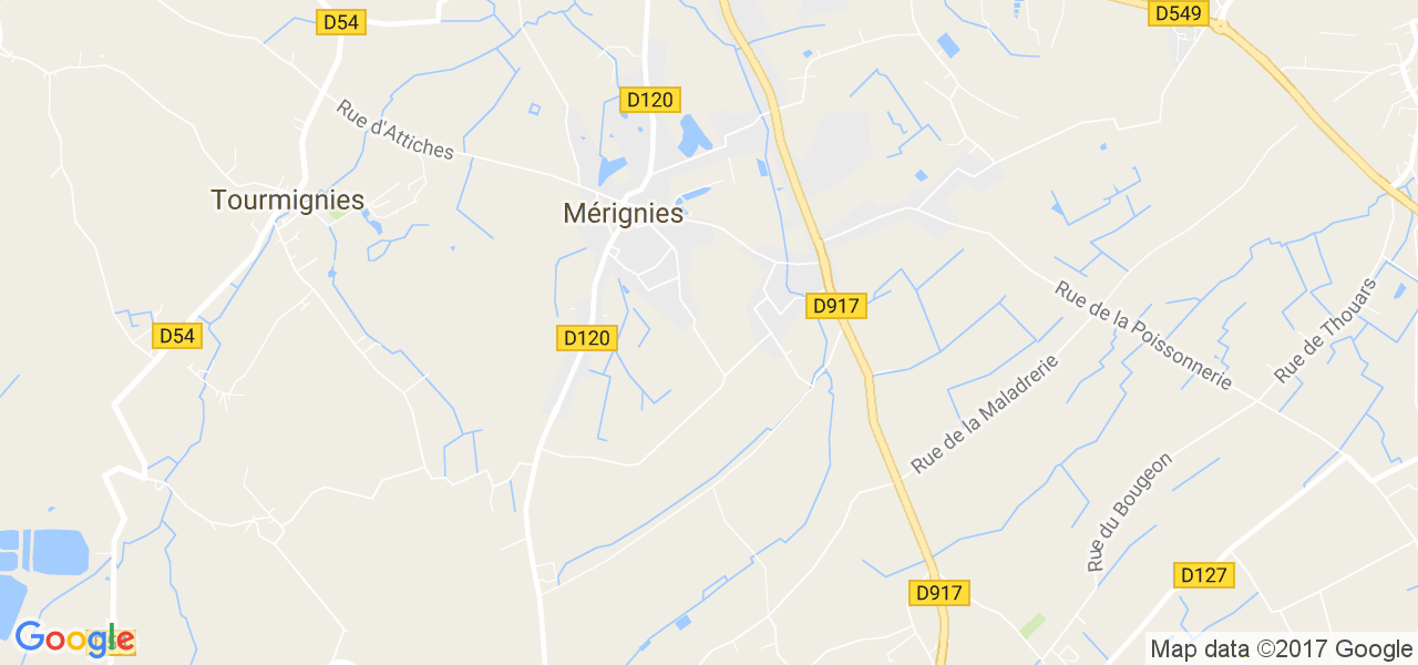 map de la ville de Mérignies