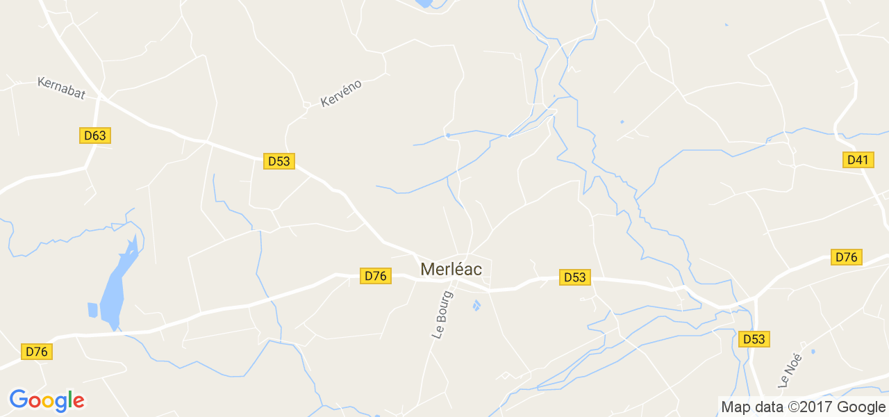 map de la ville de Merléac