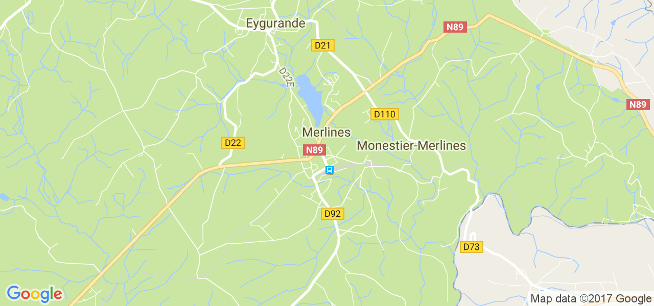 map de la ville de Merlines