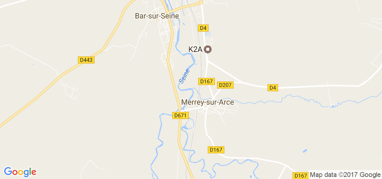 map de la ville de Merrey-sur-Arce