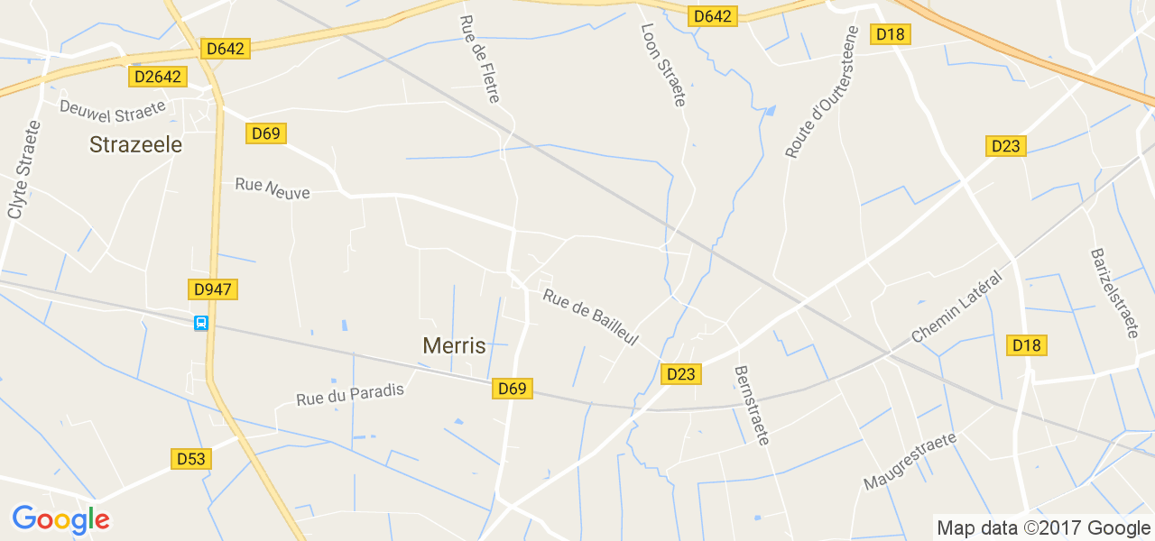 map de la ville de Merris