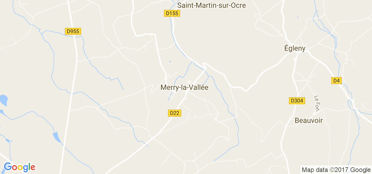 map de la ville de Merry-la-Vallée