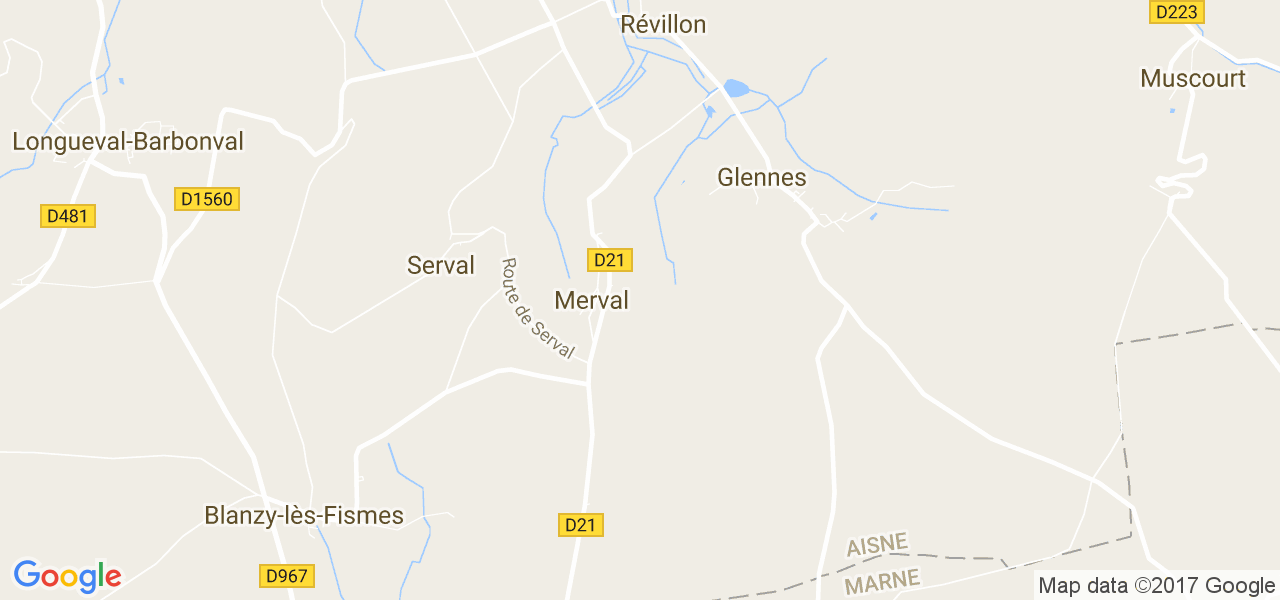 map de la ville de Merval