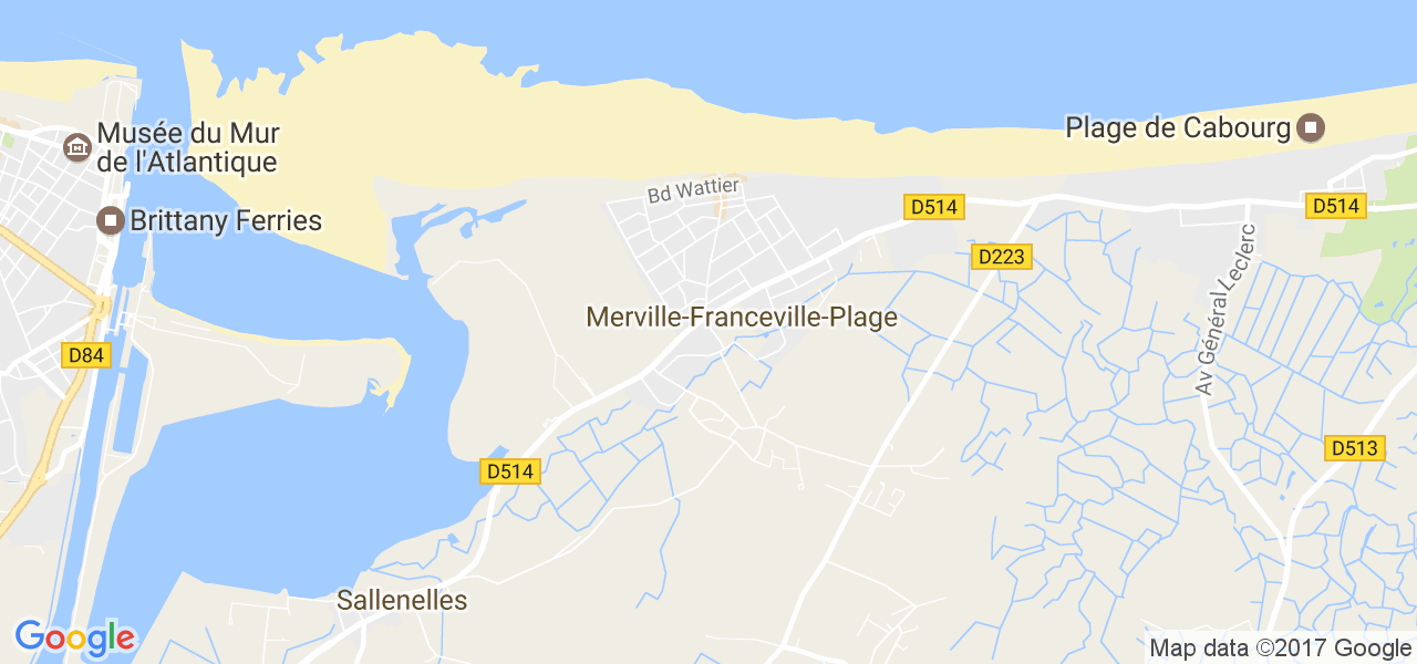 map de la ville de Merville-Franceville-Plage