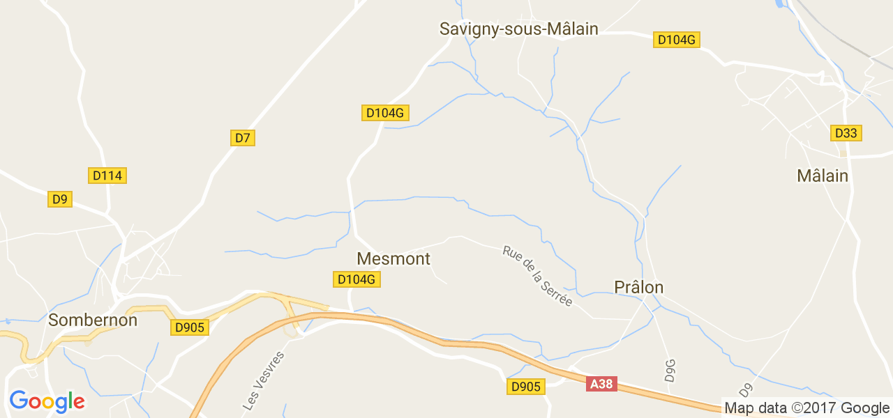 map de la ville de Mesmont