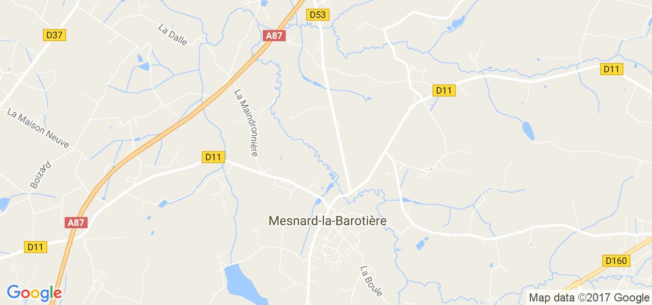 map de la ville de Mesnard-la-Barotière