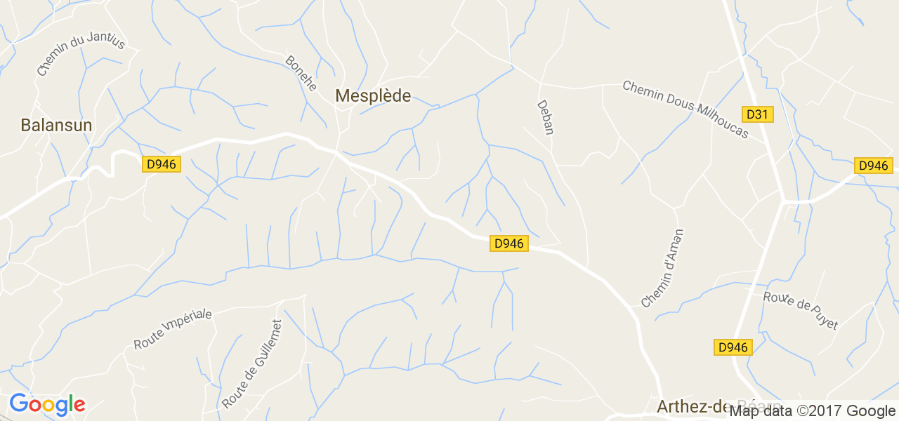 map de la ville de Mesplède