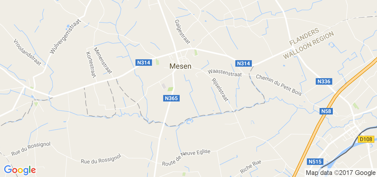 map de la ville de Messines