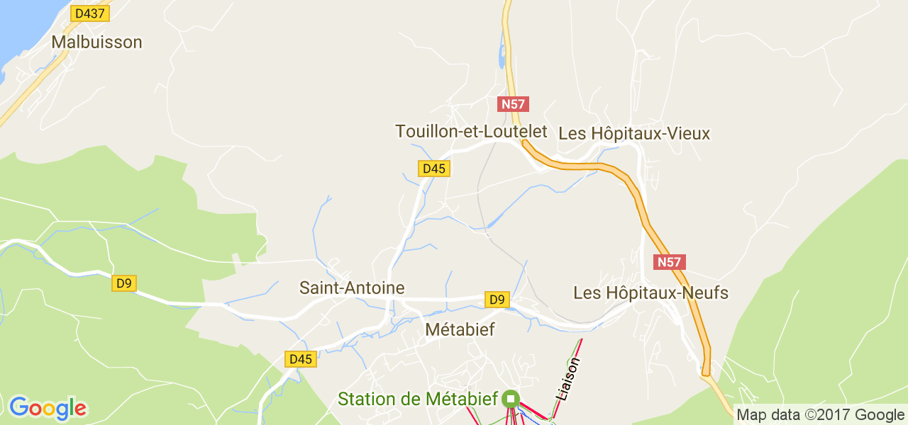 map de la ville de Métabief