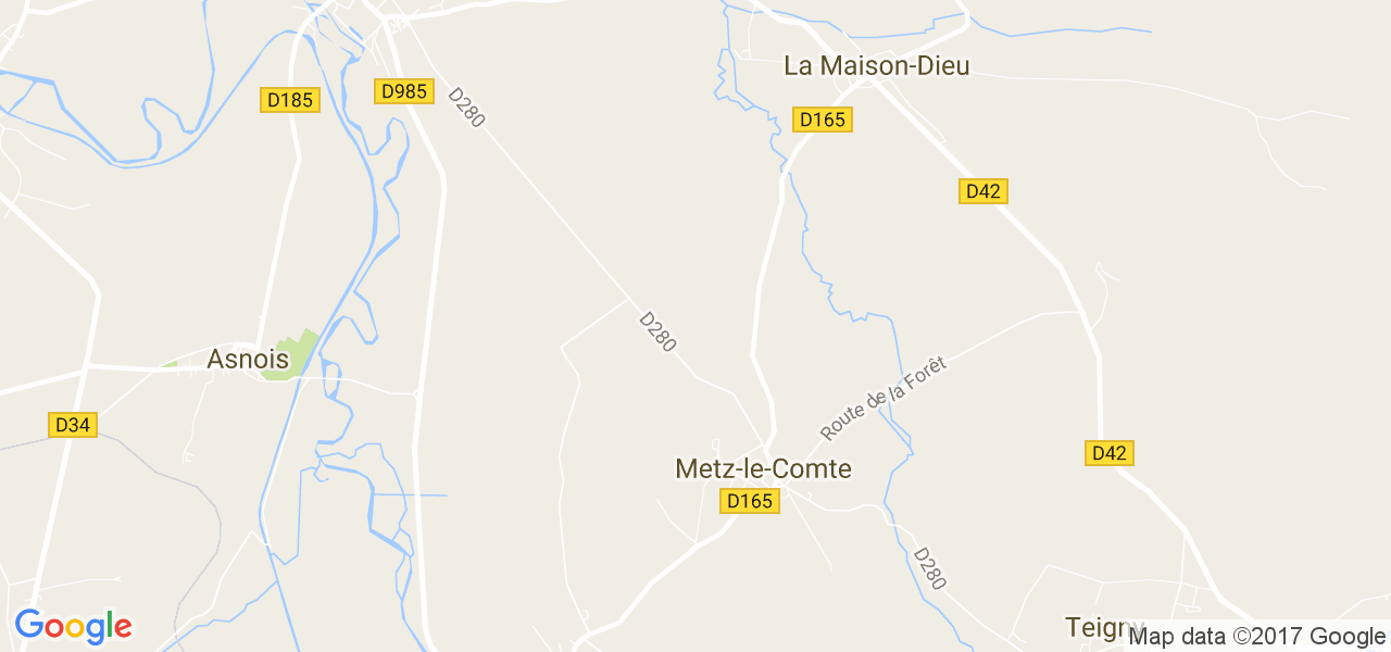 map de la ville de Metz-le-Comte