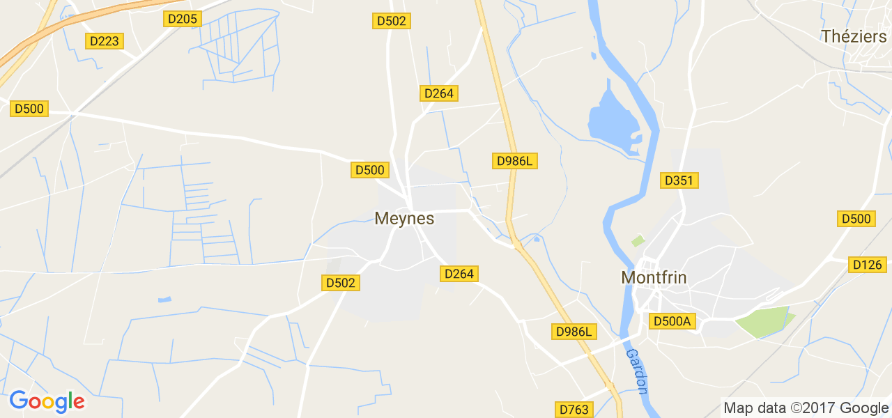 map de la ville de Meynes