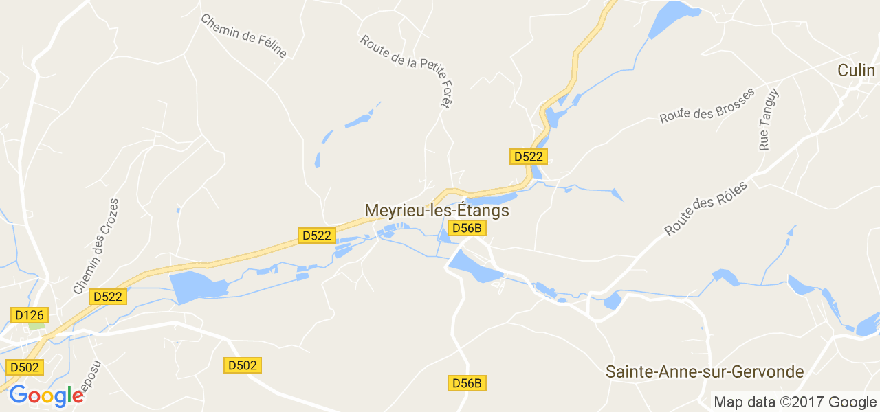 map de la ville de Meyrieu-les-Étangs