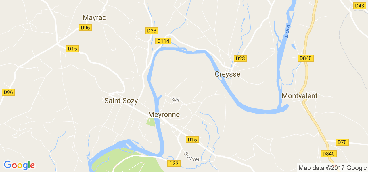 map de la ville de Meyronne