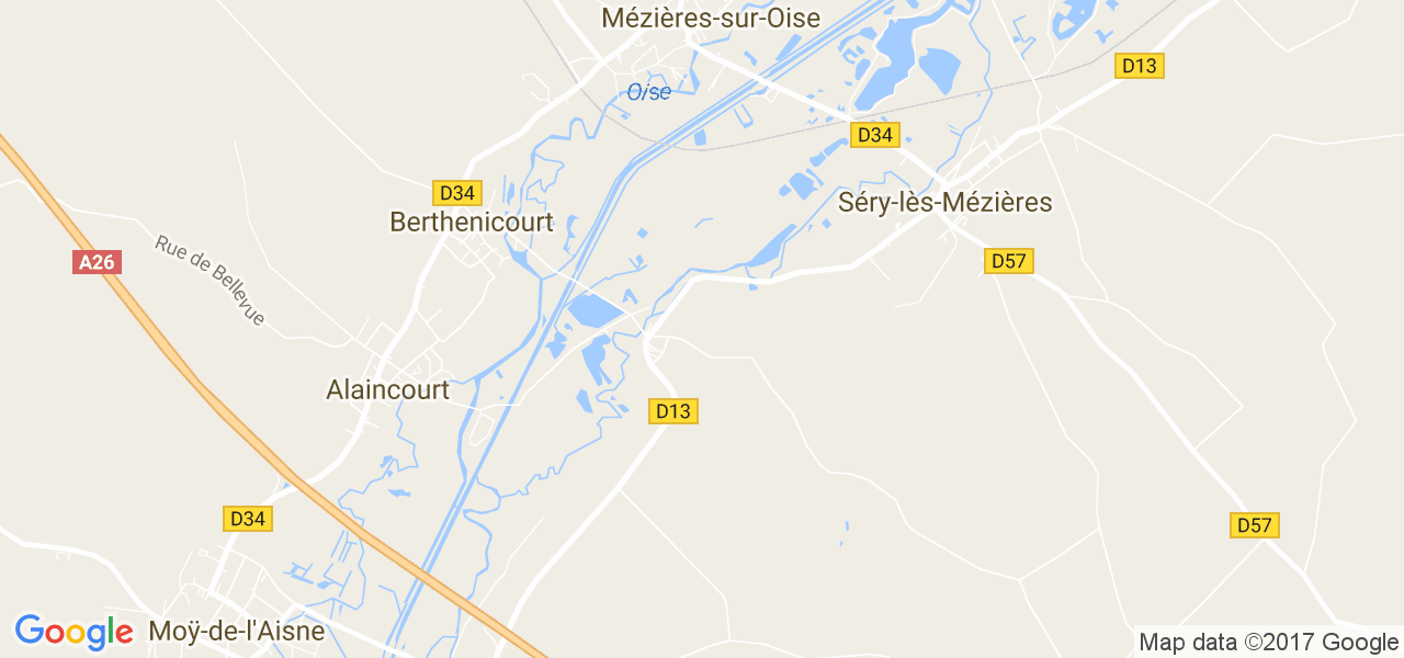 map de la ville de Mézières-sur-Oise