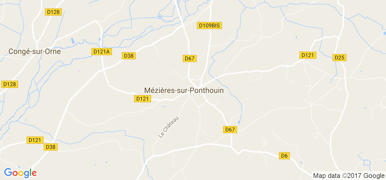 map de la ville de Mézières-sur-Ponthouin