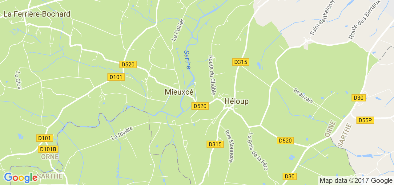 map de la ville de Mieuxcé