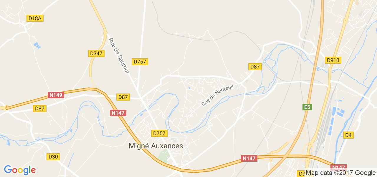 map de la ville de Migné-Auxances