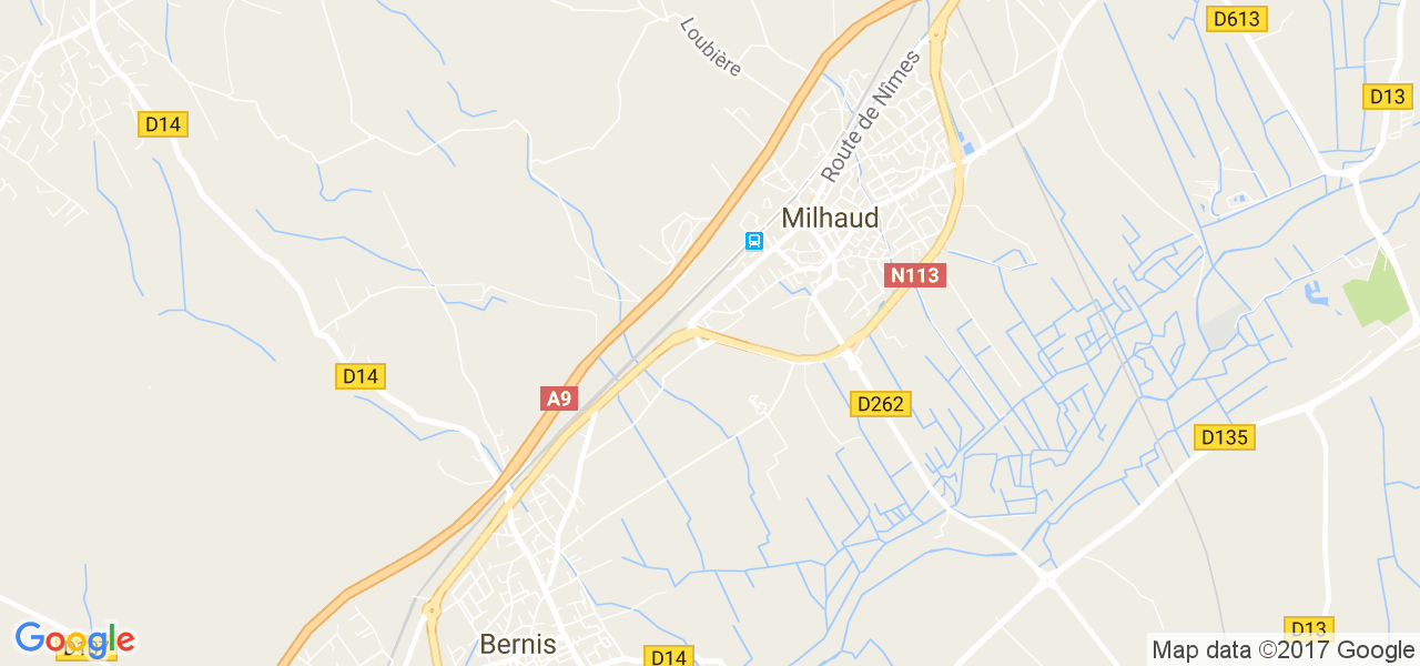 map de la ville de Milhaud