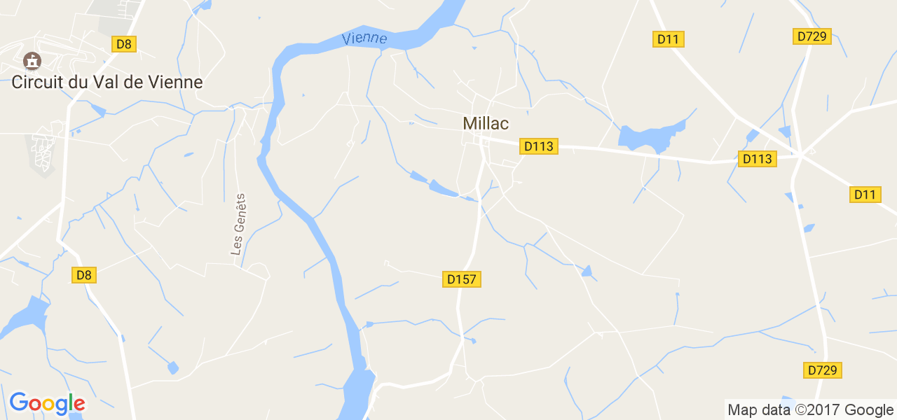 map de la ville de Millac