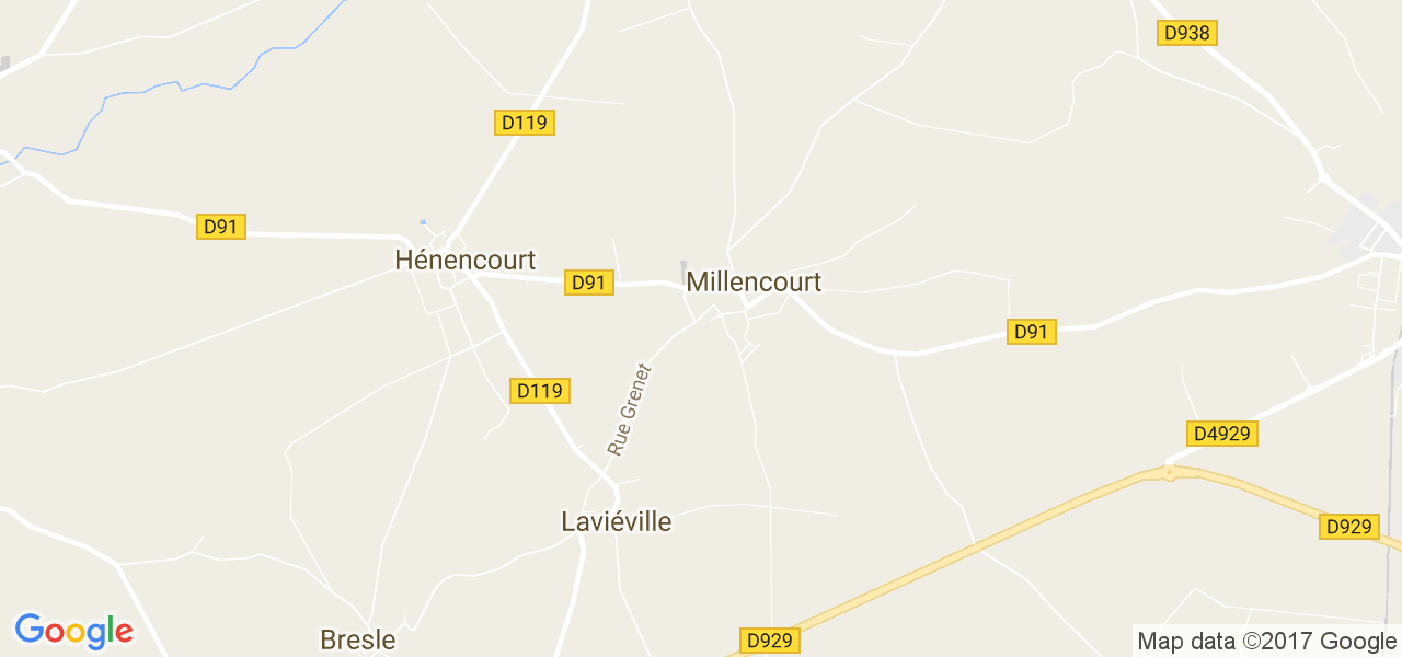 map de la ville de Millencourt