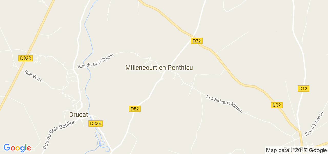 map de la ville de Millencourt-en-Ponthieu