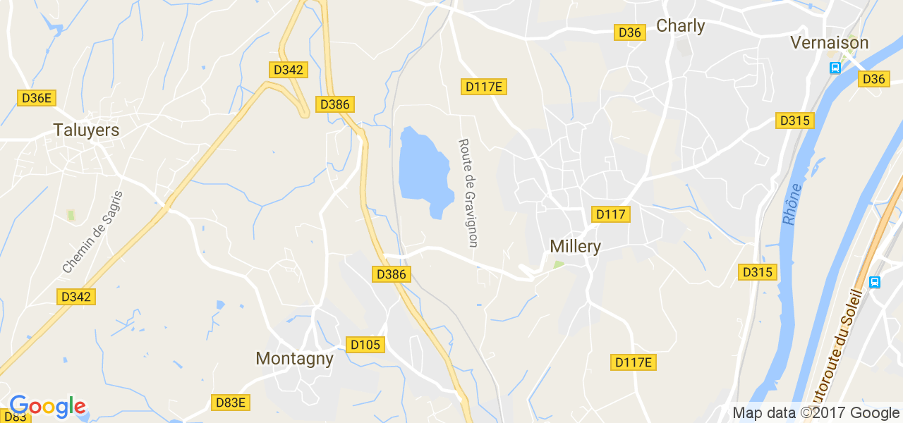 map de la ville de Millery