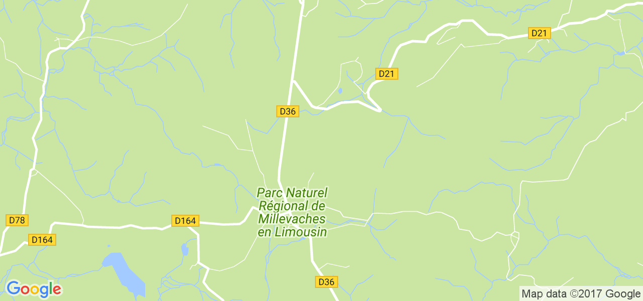 map de la ville de Millevaches