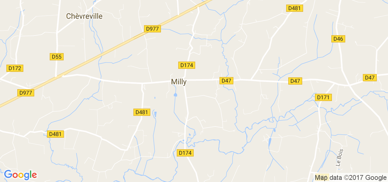 map de la ville de Milly