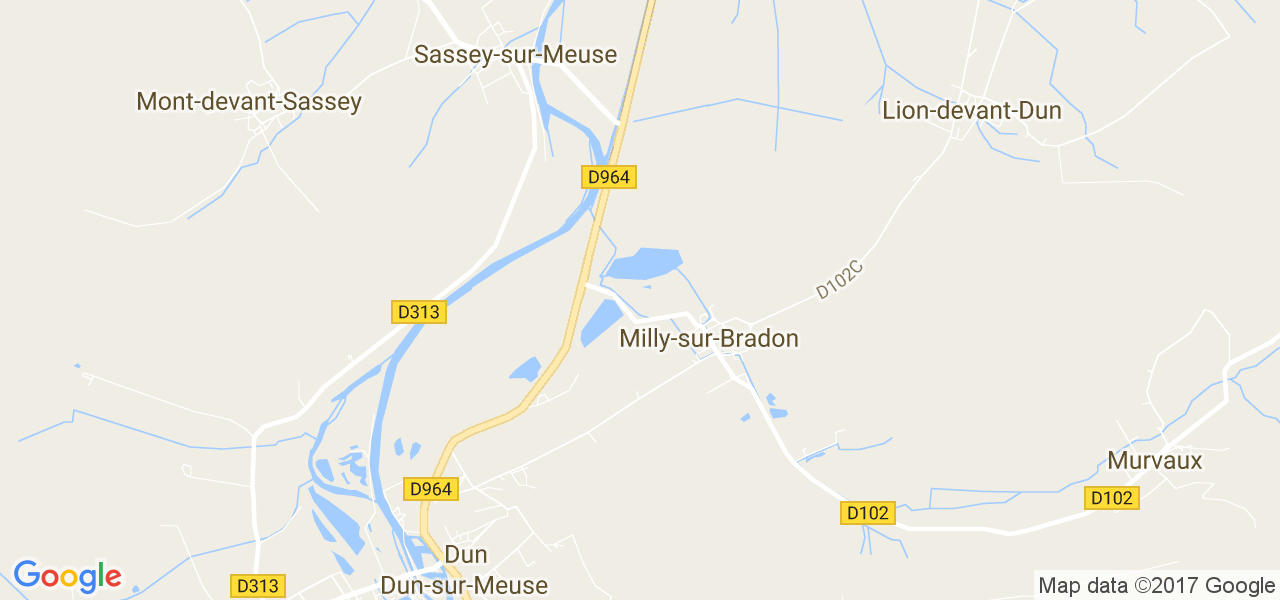 map de la ville de Milly-sur-Bradon