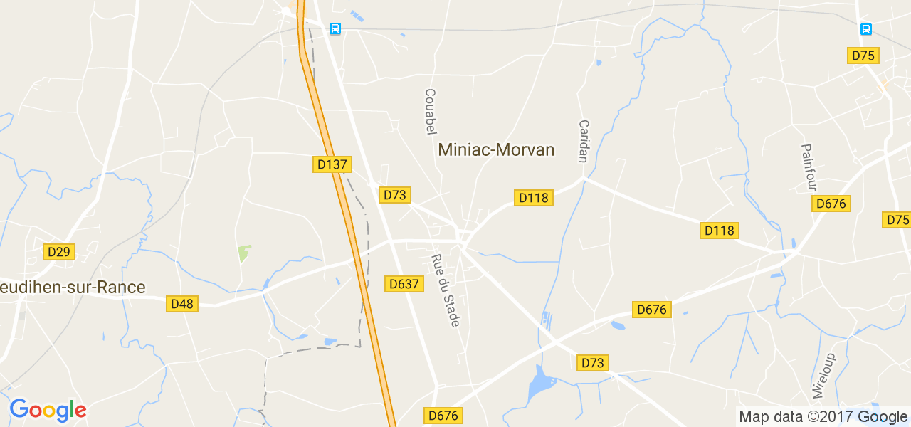 map de la ville de Miniac-Morvan