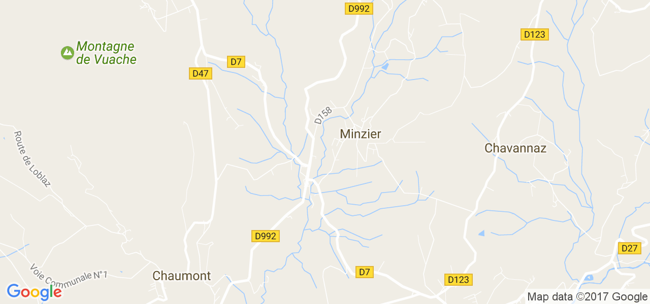 map de la ville de Minzier