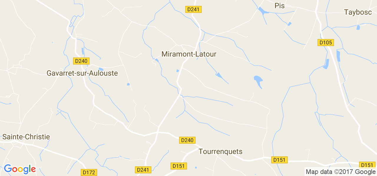 map de la ville de Miramont-Latour