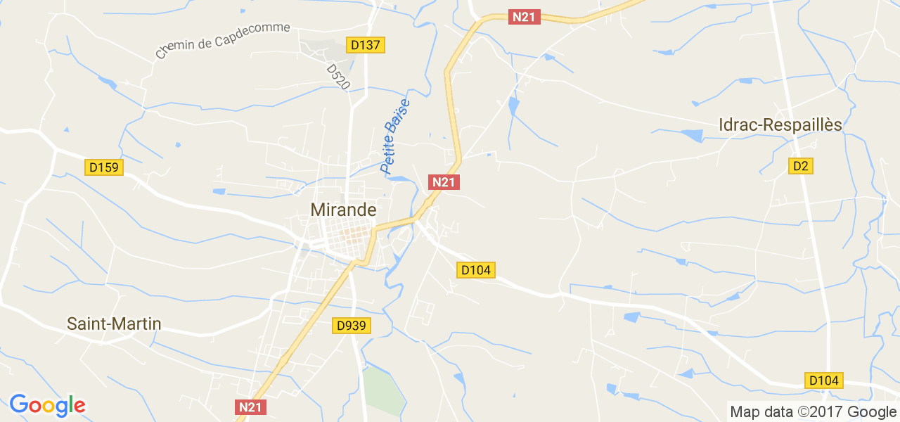 map de la ville de Mirande