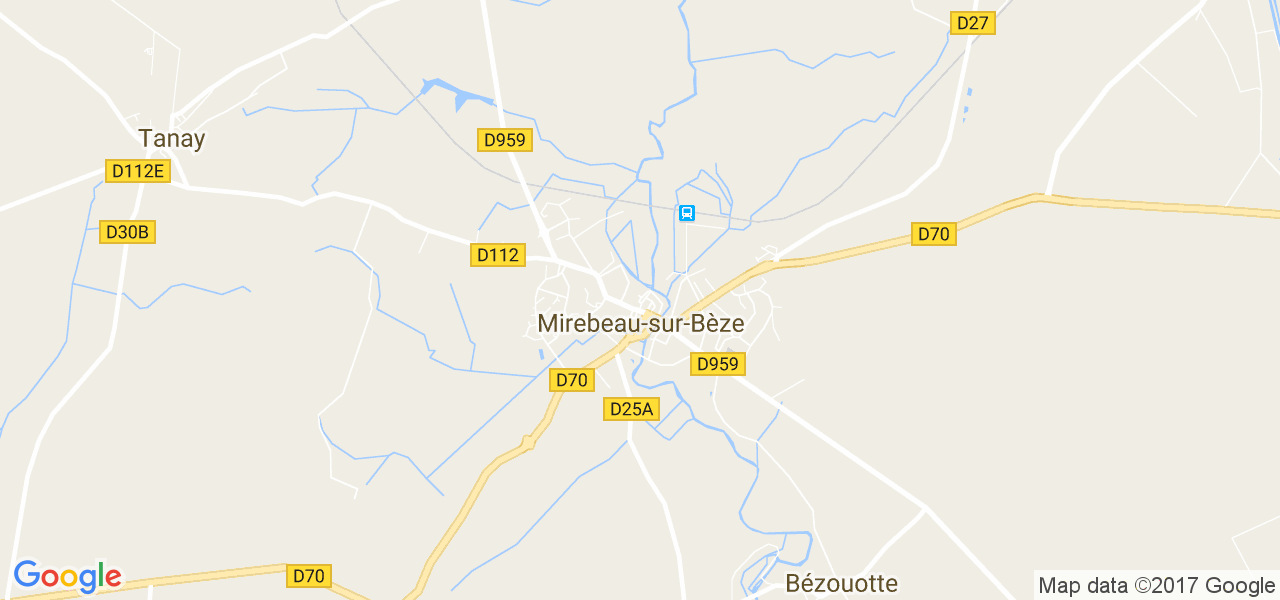 map de la ville de Mirebeau-sur-Bèze