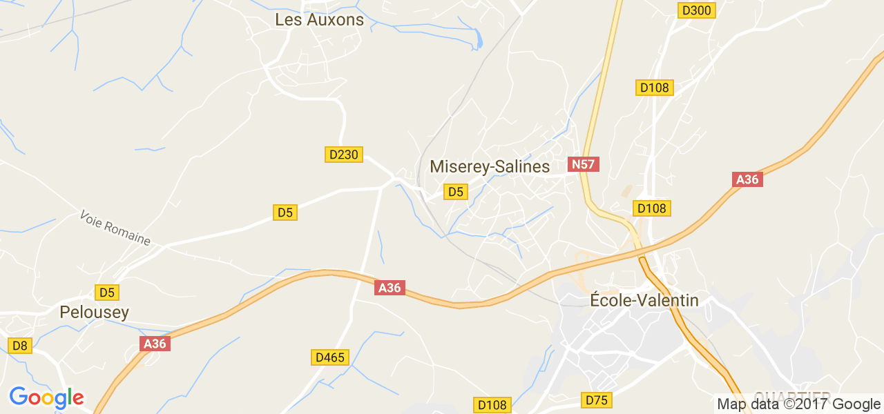 map de la ville de Miserey-Salines