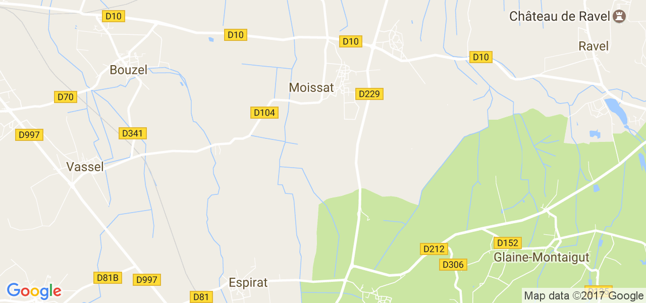 map de la ville de Moissat