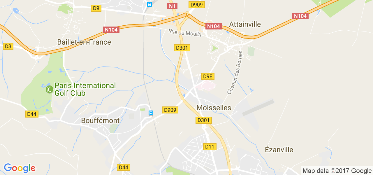 map de la ville de Moisselles