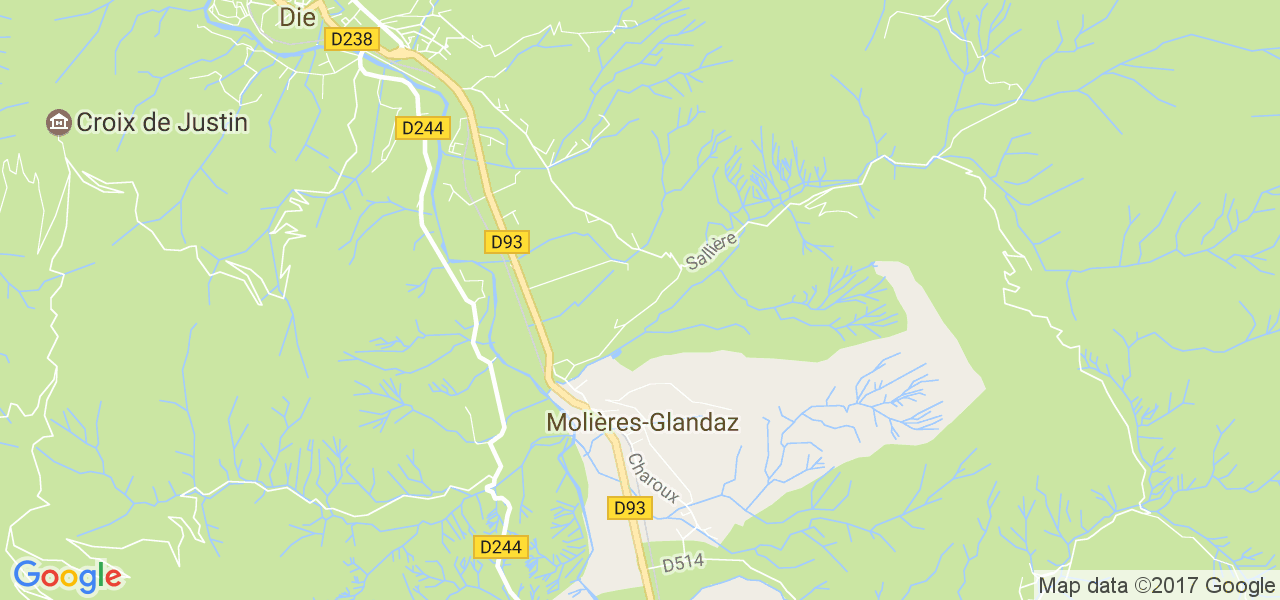 map de la ville de Molières-Glandaz