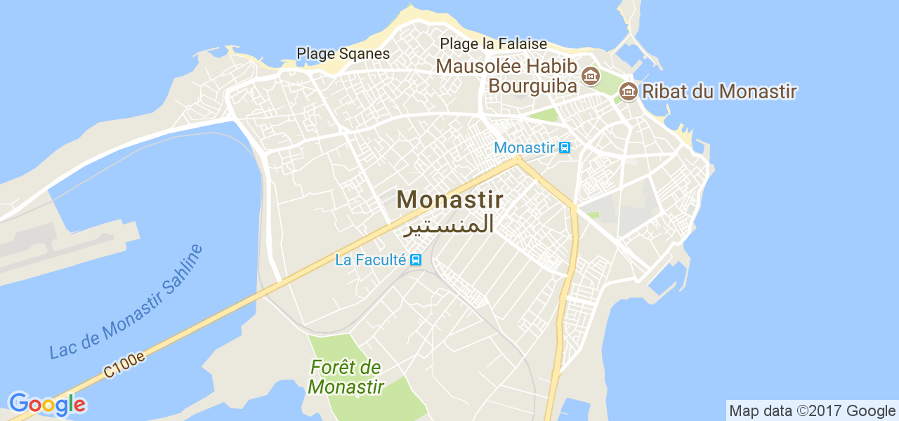 map de la ville de Monastir