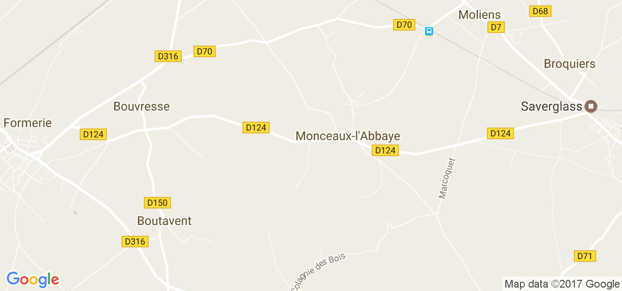 map de la ville de Monceaux-l'Abbaye