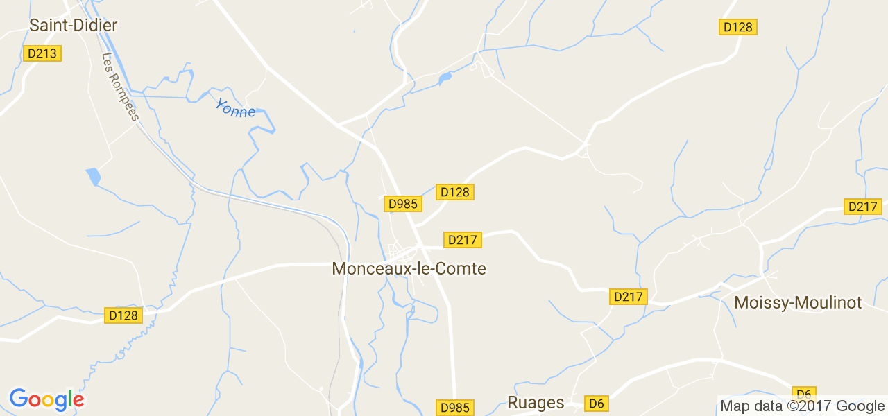 map de la ville de Monceaux-le-Comte