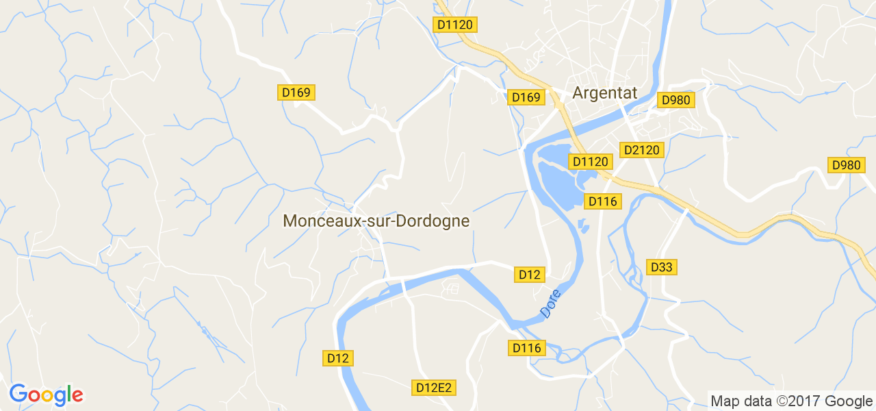 map de la ville de Monceaux-sur-Dordogne